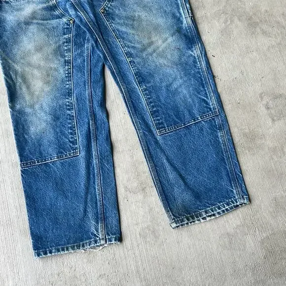 Carhartt faded denim blue jean double knee work wear carpenter pants - Picture 4 of 15